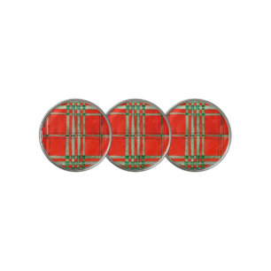 RED SCOTT TARTAN Golf Ball Markers