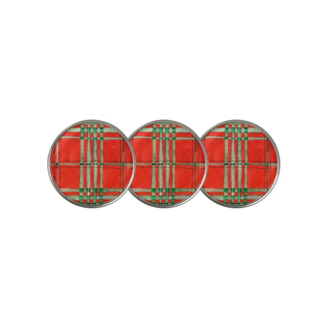 RED SCOTT TARTAN Golf Ball Markers (3 Up)