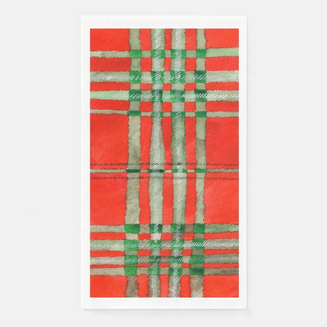RED SCOTT TARTAN Guest Towel Paper Napkins (Front)