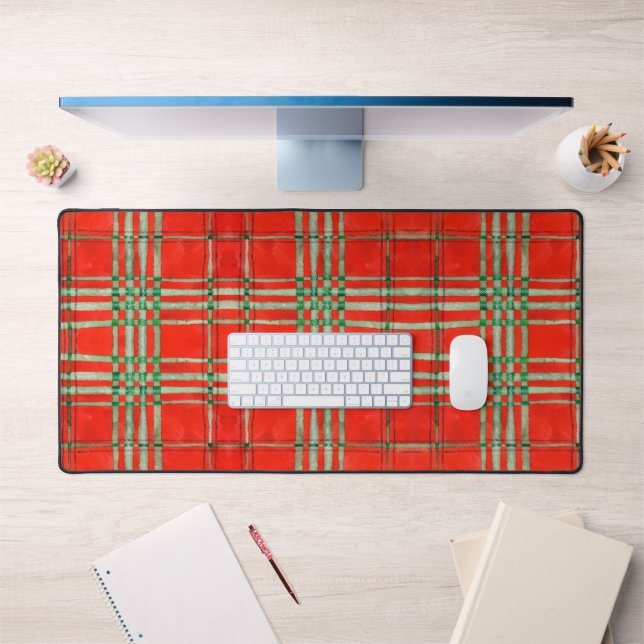 RED SCOTT TARTAN Office Studio Desk Mat  (Office 1)