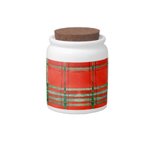 RED SCOTT TARTAN Porcelain Candy Jar