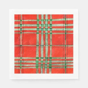 RED SCOTT TARTAN Standard Luncheon Paper Napkins