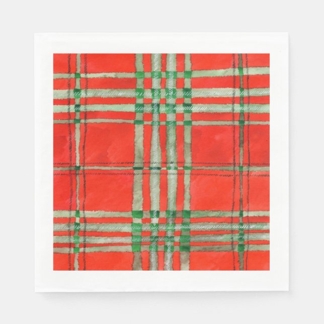 RED SCOTT TARTAN Standard Luncheon Paper Napkins (Front)