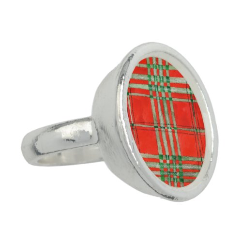 RED SCOTT TARTAN Sterling Silver Plated Ring