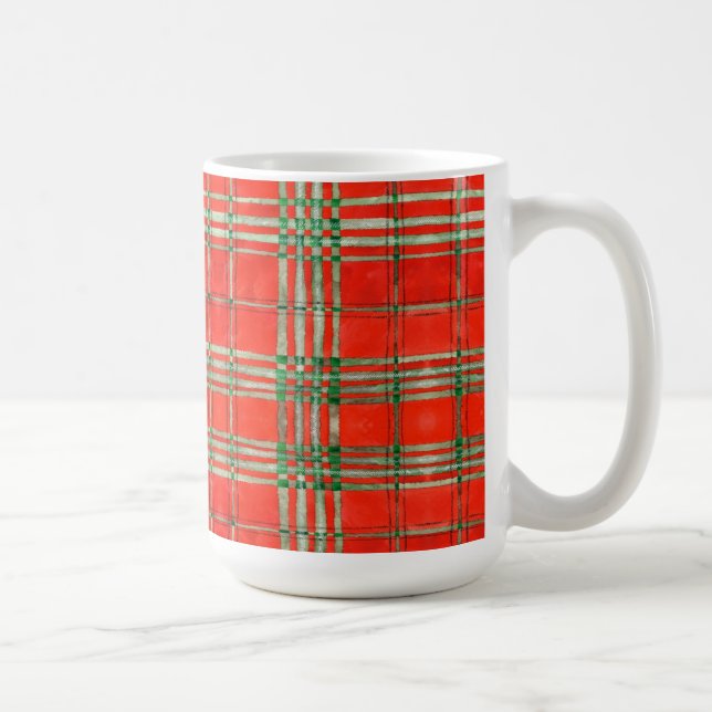 RED SCOTT TARTAN Tall White Mug  (Right)