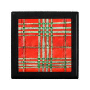 RED SCOTT TARTAN Wooden Keepsake Box