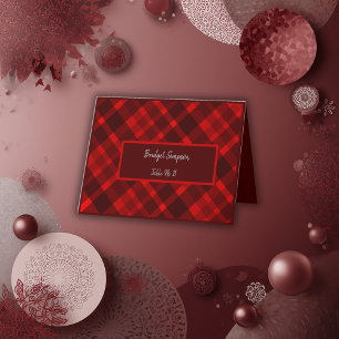 red scottish country wedding guest seating card