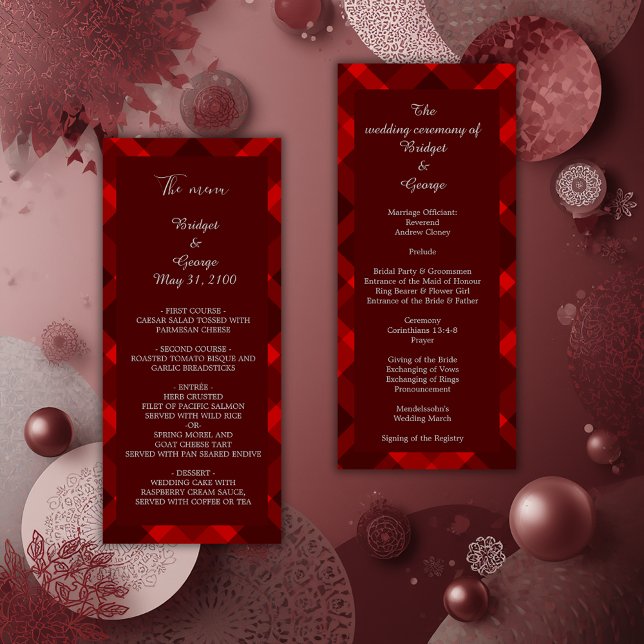 red scottish country wedding menu & program (Creator Uploaded)