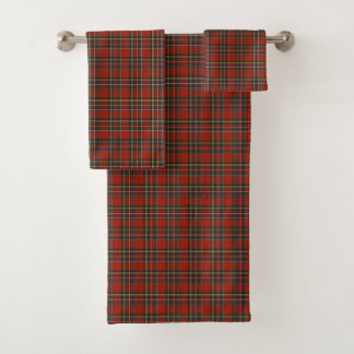 Red Scottish Plaid Royal Stewart Tartan Bath Towel Set