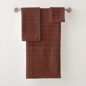 Red Scottish Plaid Royal Stewart Tartan Bath Towel Set by plaidwerxBedandBath at Zazzle