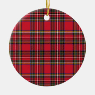 Red Scottish Plaid Tartan Ceramic Ornament