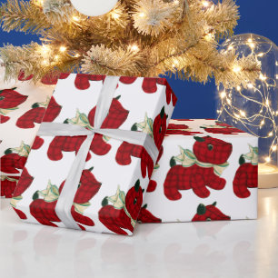 Red, Scottish Plaid,Terrier Dog, Christmas Wrapping Paper