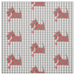 Red Scottish Tartan Terrier Dogs Gingham Plaid Fabric
