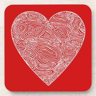 Red Scribble Heart Coaster