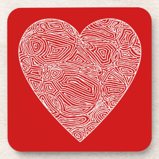 Red Scribble Heart Coaster