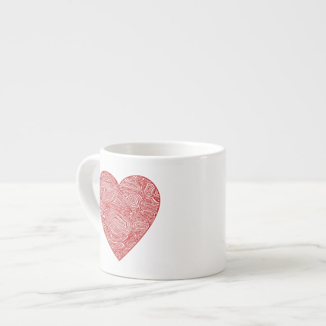 Red Scribble Heart Espresso Cup (Front Left)