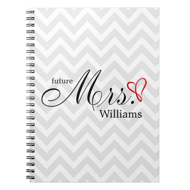 Red Scribbled Heart Future Mrs Wedding Planner Notebook (Front)