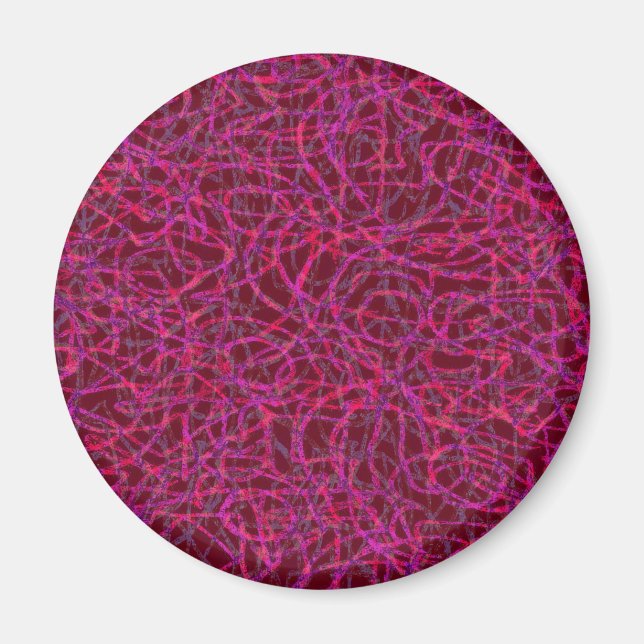 Red scribbled lines pattern magnet (Front)