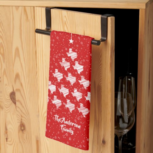 Red Scribbled Texas Christmas Tree Kitchen Towel