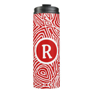 Red Scribbleprint Initial Bottle Cooler