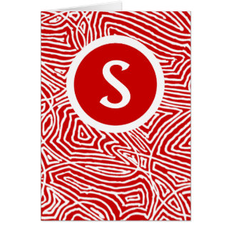 Red Scribbleprint Initial Cards