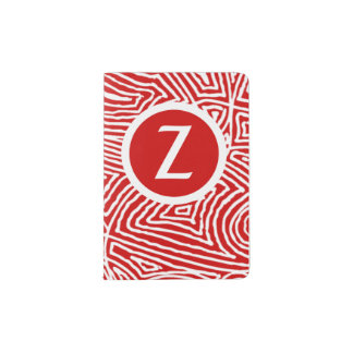 Red Scribbleprint Initial Passport Holder