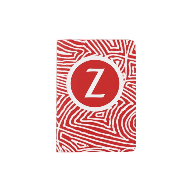 Red Scribbleprint Initial Passport Holder (Front)