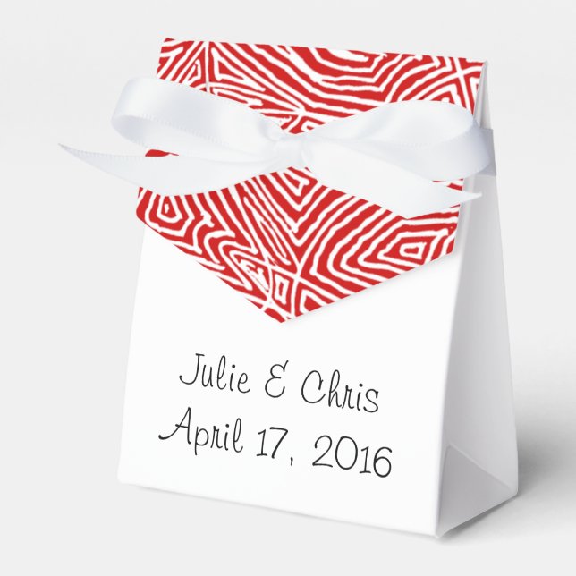 Red Scribbleprint Pattern Favor Boxes (Front Side)