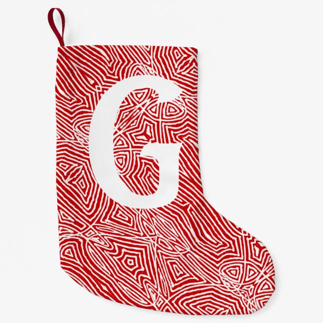 Red Scribbleprint Small Christmas Stocking (Front)