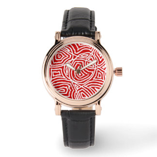 Red Scribbleprint Watch
