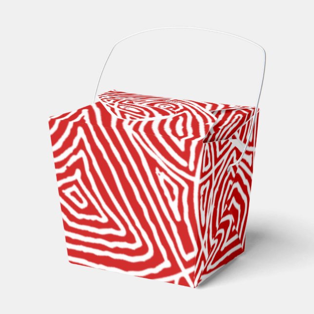 Red Scribbleprints Pattern Favor Boxes (Front Side)