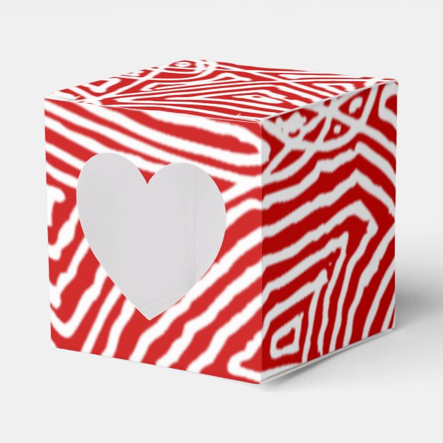 Red Scribbleprints Pattern Favor Boxes (Front Side)