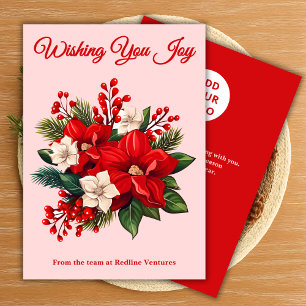 Red Script Business Christmas Card
