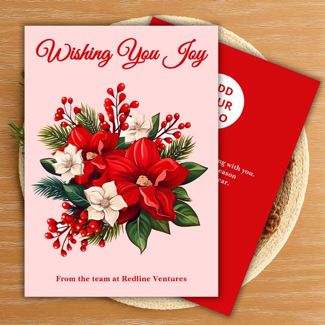 Red Script Business Christmas Card (Creator Uploaded)