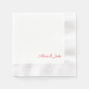 Red Script Couple Names Personalized Wedding Napkins