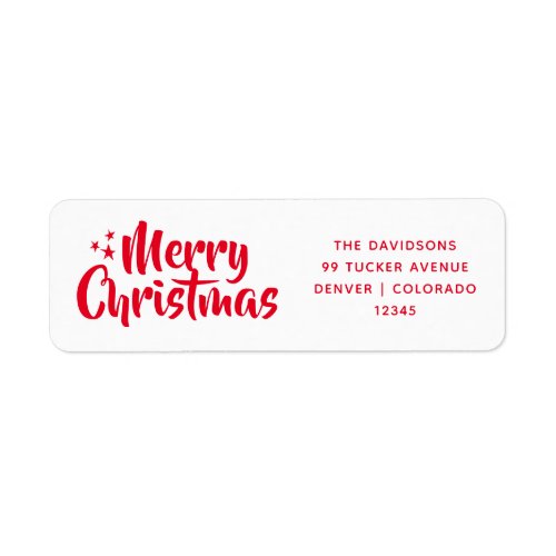 Red Script Cute Font Merry Christmas Label