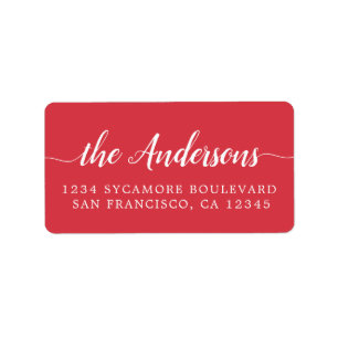 Red Script Family Return Address Label