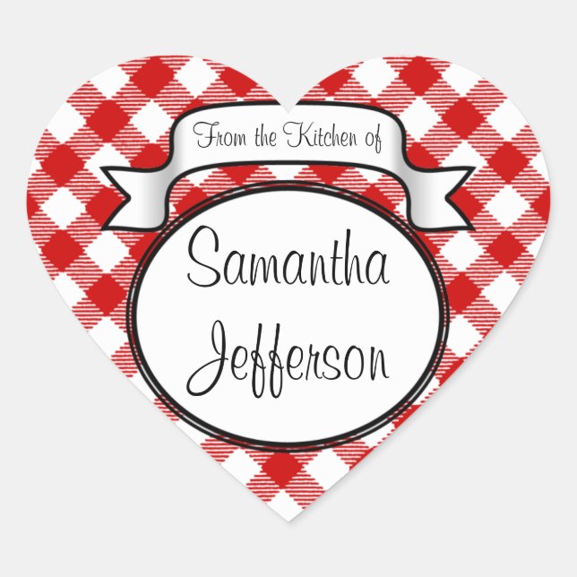 Red Script -From the Kitchen Of- Jar/Label Heart Sticker (Front)