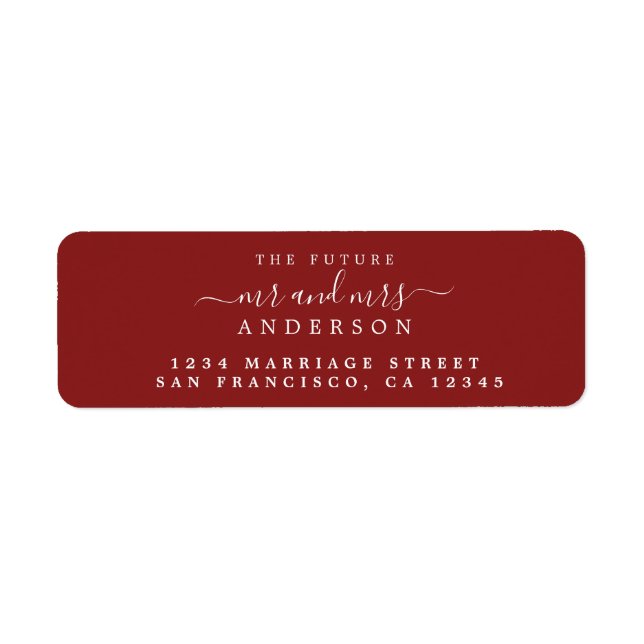Red Script Future Mr Mrs Return Address Label (Front)