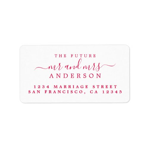 Red Script Future Mr Mrs Return Address Label