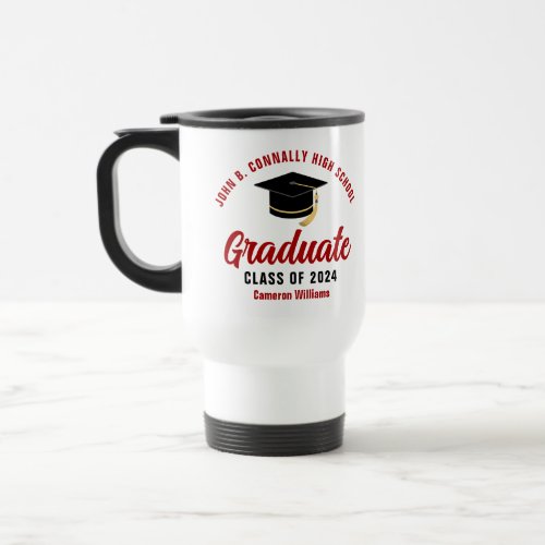 Red Script Graduate Custom 2024 Graduation Travel Mug