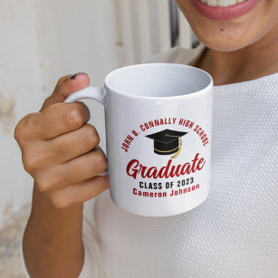 Red Script Graduate Custom Graduation Gift Coffee Mug