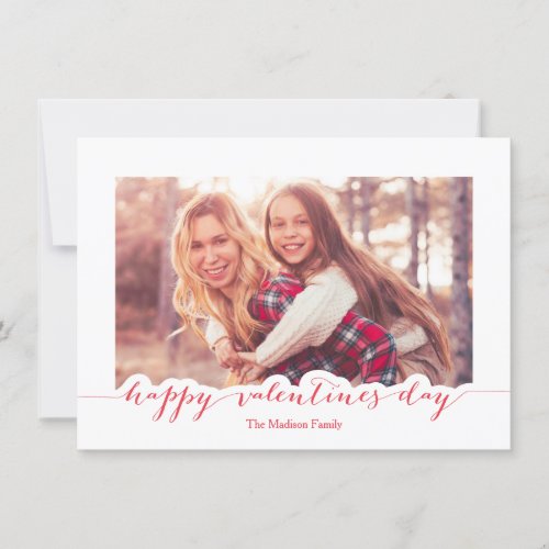 Red Script Happy Valentines Day Photo Frame Holiday Card