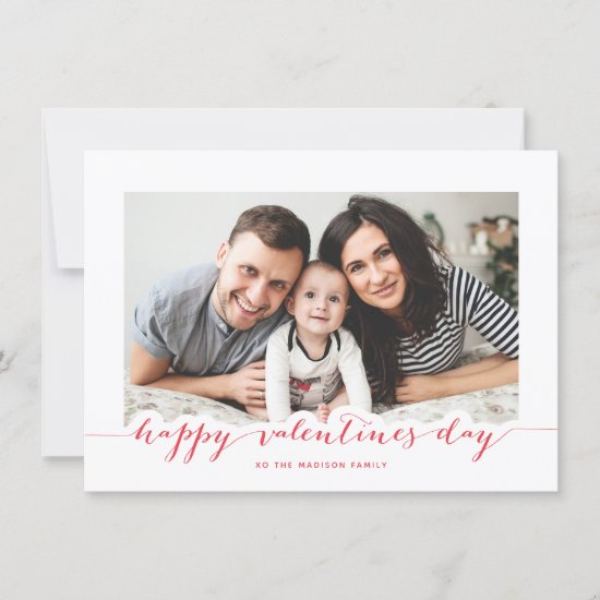 Red Script Happy Valentine's Day Photo Frame Holiday Card