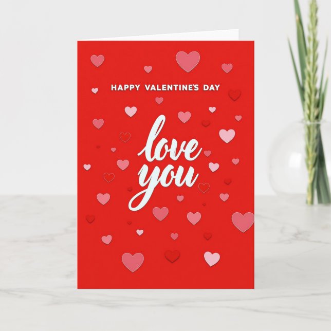 Red Script Love You Valentines Day Card (Front)