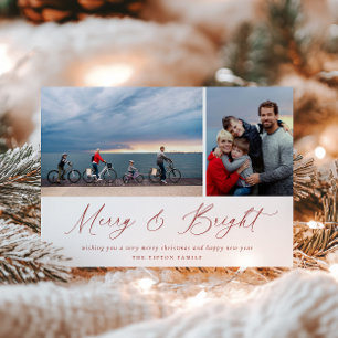 Red Script Merry and Bright Photo Card