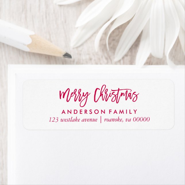 Red Script "Merry Christmas" Label (Insitu)