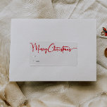 Red Script Merry Christmas Rectangular Gift Label<br><div class="desc">Celebrate the season with this red script Merry Christmas rectangular gift label featuring a touch of elegant charm. The chic design showcases a simple red-and-white color palette, evoking the cozy spirit of winter. Its modern and unique appeal and rustic wording create a perfect balance between seasonal and contemporary. In a...</div>