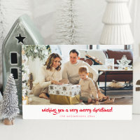 Red Script Minimalist Christmas 1 Photo Horizontal