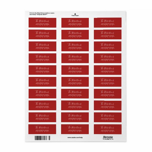 Red Script Name Return Address Labels | Zazzle